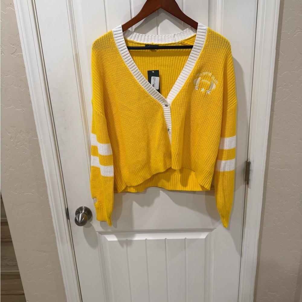 Wild Fable Yellow Cardigan Tailgate Club Sweater XS